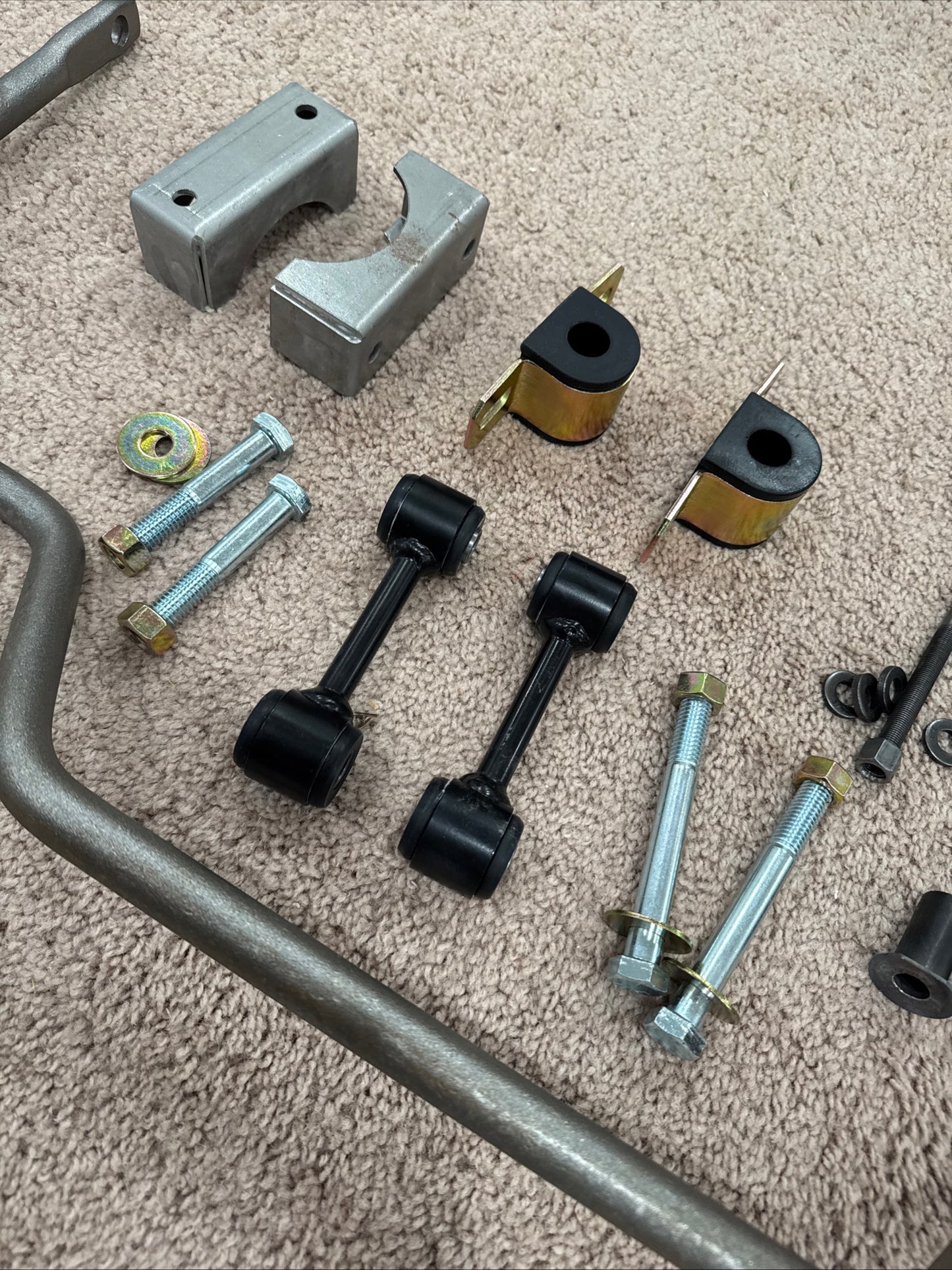 1969 Boss 429 Mustang Rear Sway Bar Kit Complete With Links, Brackets, U Bolts not concours